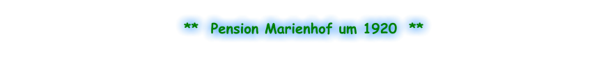 **  Pension Marienhof um 1920  **