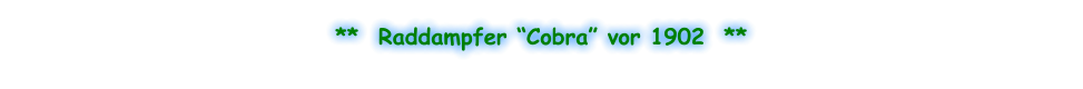 **  Raddampfer “Cobra” vor 1902  **