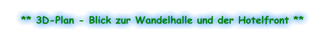 ** 3D-Plan - Blick zur Wandelhalle und der Hotelfront **
