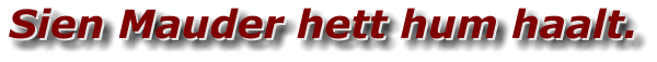 Sien Mauder hett hum haalt. Sien Mauder hett hum haalt.
